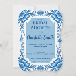 Save The Date Mariage chinois de style chinoiserie bleue florale