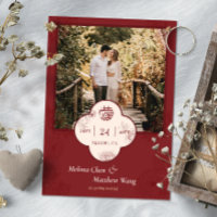 Mariage chinois Floral rouge Photo Sauvez la date