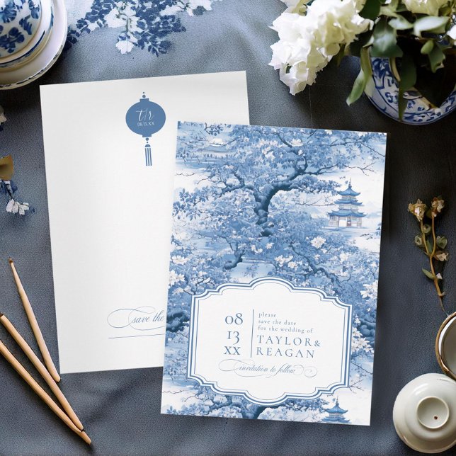 Save The Date Mariage Chinoiserie d'inspiration porcelaine ID109 (Créateur téléchargé)