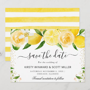 Save The Date Mariage Citrons et Fleurs d'Été