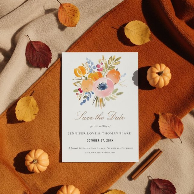 Save The Date Mariage Citrouilles et Feuilles Mortes de Romance  (Créateur téléchargé)