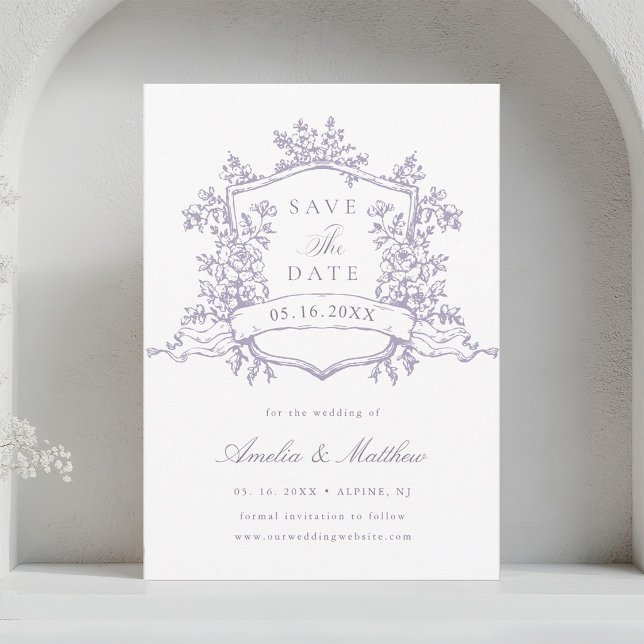 Save The Date Mariage Classique Bloom Garden Lavande  (Créateur téléchargé)