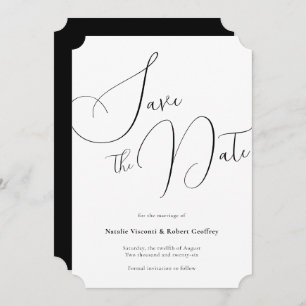 Save The Date Mariage classique de calligraphie noire