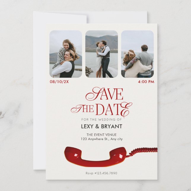 Save The Date Mariage classique de collage de photos vintage (Devant)