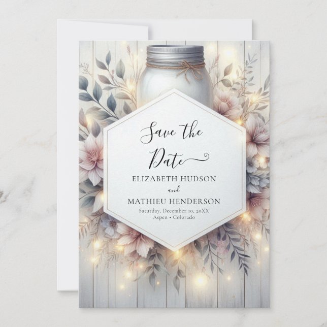 Save The Date Mariage classique de mason jar (Devant)