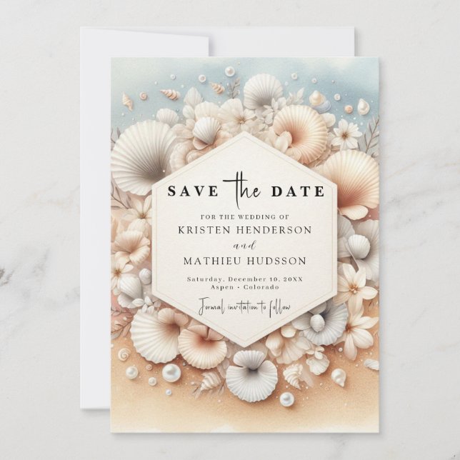 Save The Date Mariage classique de plage aquarelle (Devant)