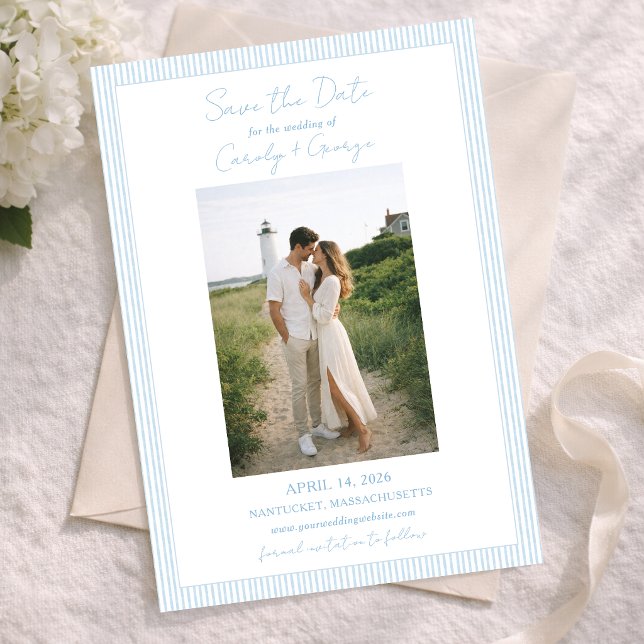 Save The Date Mariage Classique d'Été de Style Coastal avec Rayu (Créateur téléchargé)