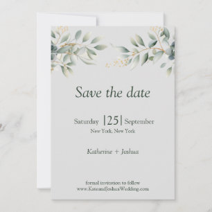 Save The Date Mariage classique Eucalyptus