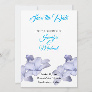 Save The Date Mariage Classique Floral Sky Blue