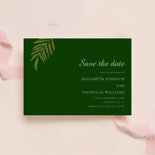 Save The Date mariage classique floral vert  (Créateur téléchargé)