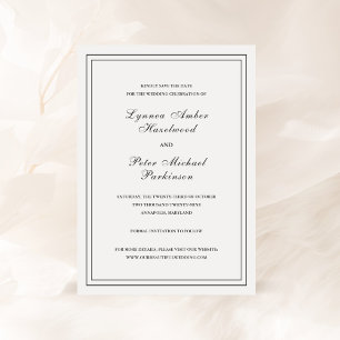 Save The Date Mariage classique noir et blanc élégant