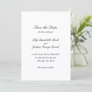 Save The Date Mariage Classique Noir et Blanc Intemporel