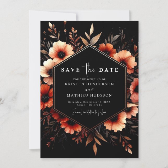 Save The Date Mariage classique romantique en terre cuite (Devant)