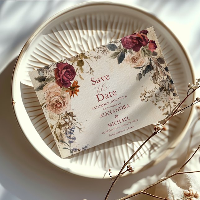 Save The Date Mariage classique victorien Royal Floral (Créateur téléchargé)
