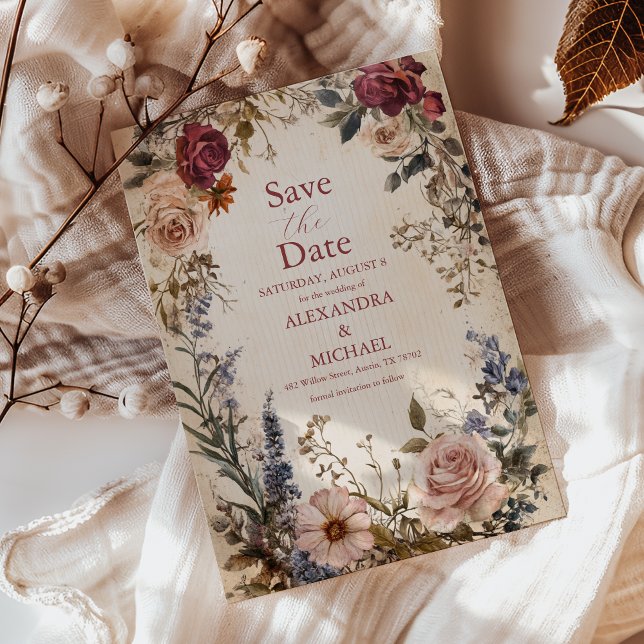 Save The Date Mariage classique victorien Royal Floral (Créateur téléchargé)