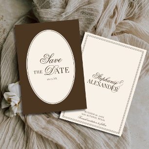 Save The Date Mariage Classique Vintage Marron et Ivoire à l'anc