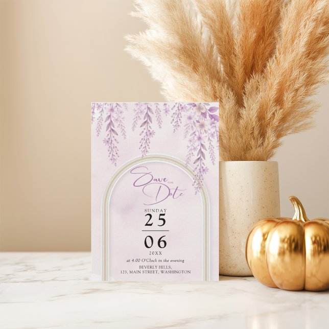 Save The Date Mariage Code QR Photo Floral Lavande Blush Doux (Créateur téléchargé)