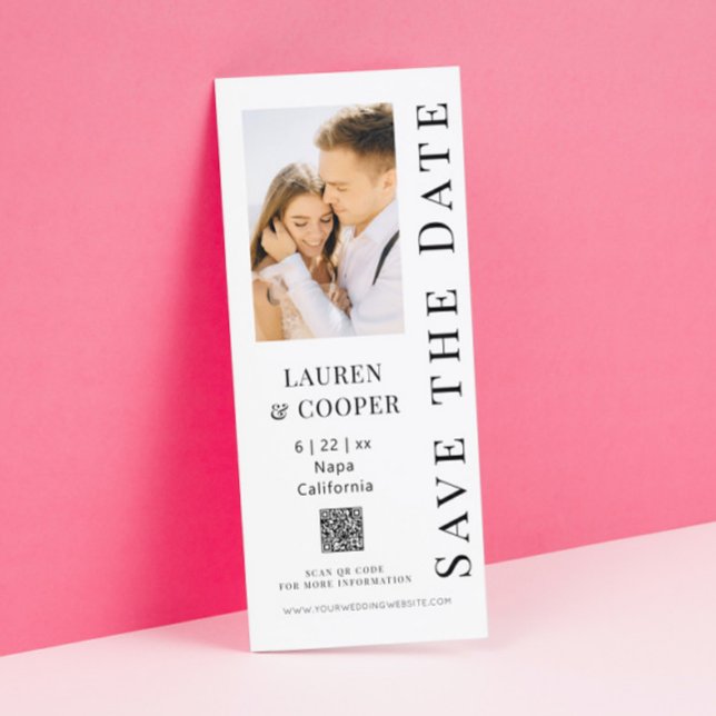 Save The Date Mariage Code QR Photo Noir Blanc Moderne (Créateur téléchargé)