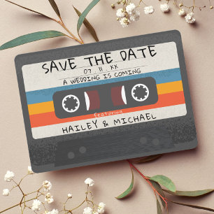 Save The Date Mariage Code QR sur une cassette rétro vintage