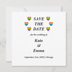 Save The Date Mariage Cœur Arc-en-ciel LGBTQ Gai Lesbienne