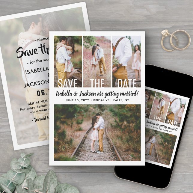 Save The Date Mariage Collage Photo avec Superposition de Typogr (Créateur téléchargé)