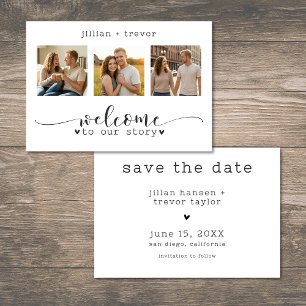 Save The Date Mariage Collage Script Photo Minimaliste Moderne 3