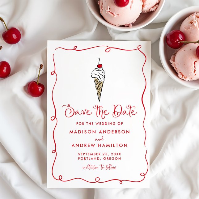 Save The Date Mariage Cône de Glace Fantaisiste (Créateur téléchargé)