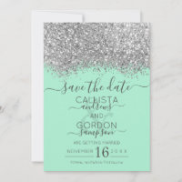 Mariage Confettis Pailletés Luxe Argent Neo Menthe