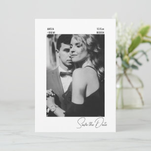 Save The Date Mariage Contemporain Élégant Noir Blanc