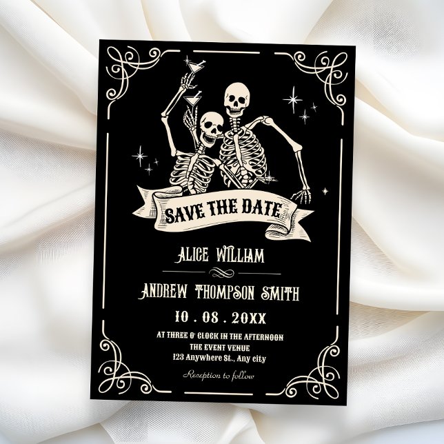 Save The Date Mariage cool squelette gothique (Créateur téléchargé)