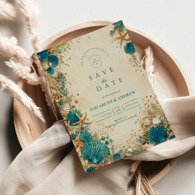 Save The Date Mariage Coquillage Inspiré de l'Océan (Créateur téléchargé)