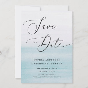 Save The Date Mariage Côte de Bleu à l'Aquarelle Plage Romanti