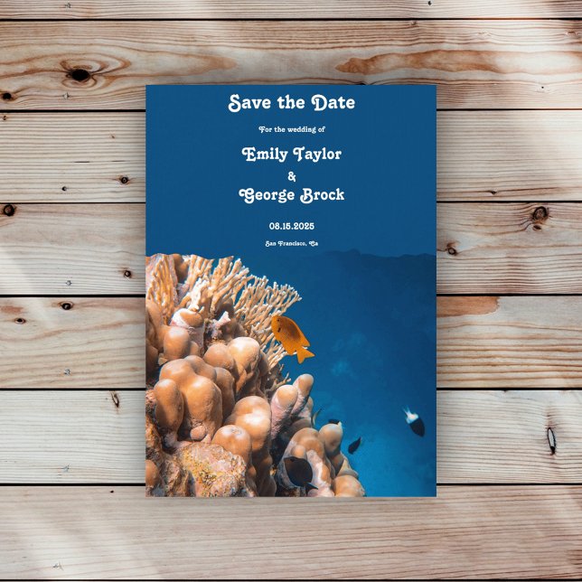Save The Date Mariage côtier des récifs de poissons sous-marins (Créateur téléchargé)