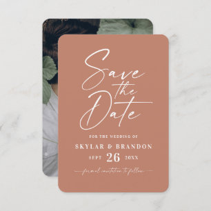 Save The Date Mariage couleur terre cuite en argile solide minim