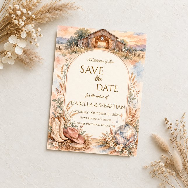 Save The Date Mariage Country Disco Rustique (Créateur téléchargé)