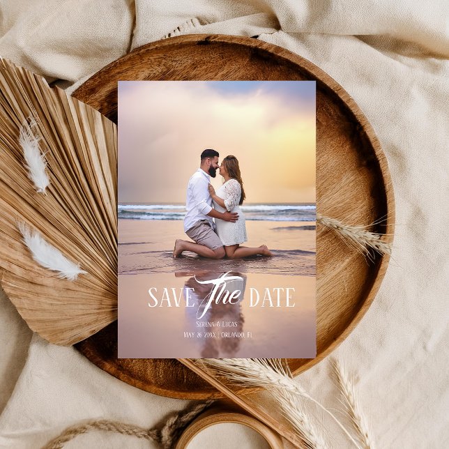Save The Date Mariage Couple Photo de coucher de soleil simple m (Créateur téléchargé)
