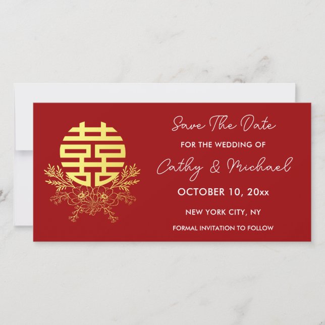 Save The Date Mariage couronne de fleurs en cercle de double bon (Devant)