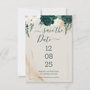 Save The Date Mariage Crème Émeraude Vert Enregistrer la Date
