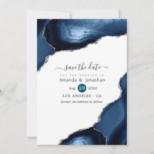 Save The Date Mariage d'âge marine et argent