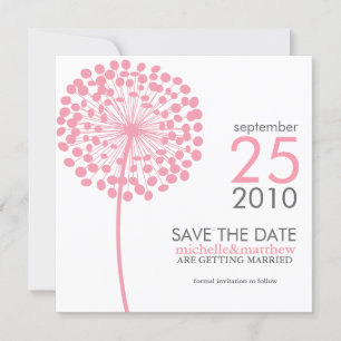 Save The Date Mariage Dandelion rose Enregistrer la date