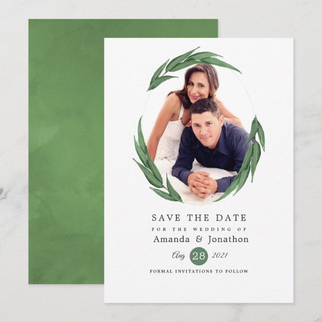 Save The Date Mariage dans la verdure de la forêt boisée (Devant / Derrière)
