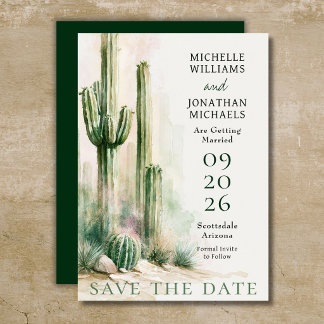 Save The Date Mariage dans le désert sud-occidental au cactus aq
