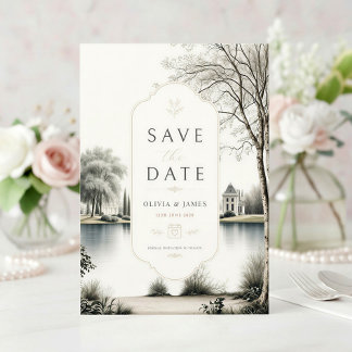 Save The Date Mariage dans le Jardin Secret du Château Français 
