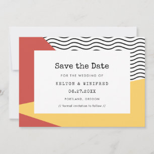 Save The Date Mariage dans le style Pop art Memphis des années 8
