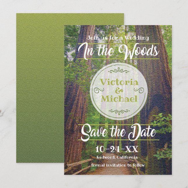 Save The Date Mariage dans les bois Enregistrer la date (Devant / Derrière)
