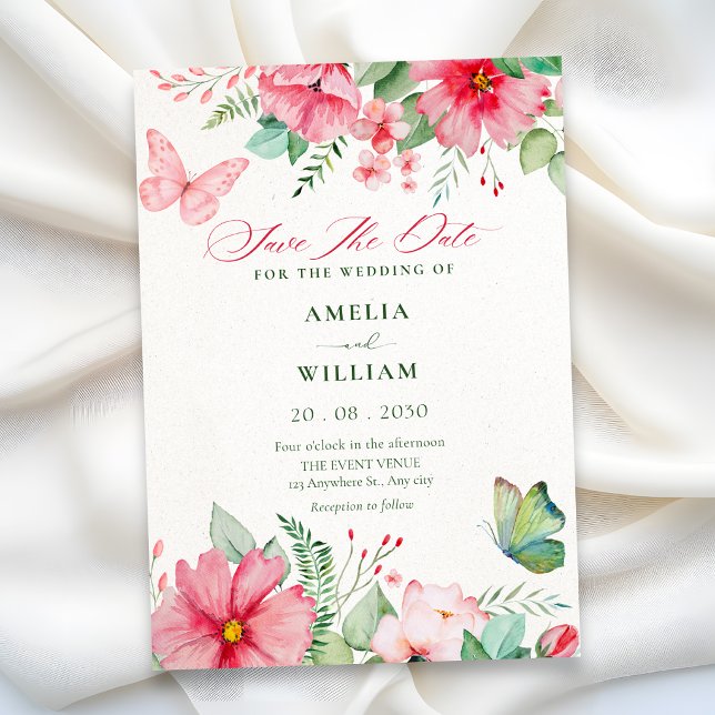 Save The Date Mariage dans un jardin fleuri (Créateur téléchargé)