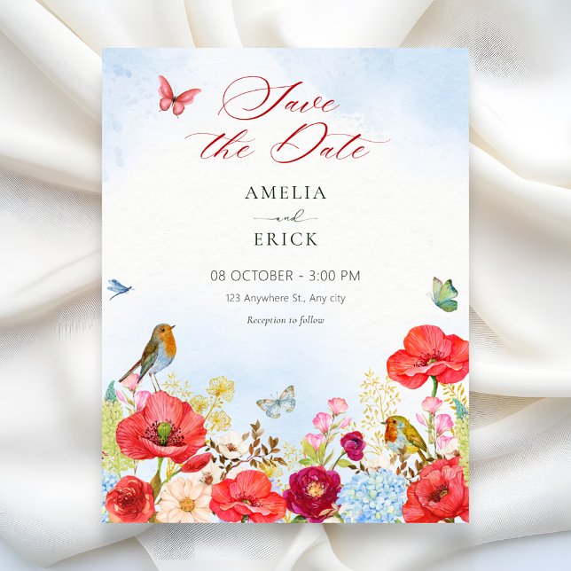 Save The Date Mariage dans un jardin fleuri (Créateur téléchargé)
