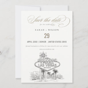 Save The Date Mariage dans un paysage esquissé à Las Vegas Nevad