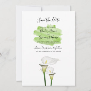 Save The Date Mariage d'aquarelle blanc Calla Lilies