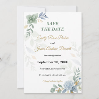 Save The Date Mariage d'aquarelle bleu foncé